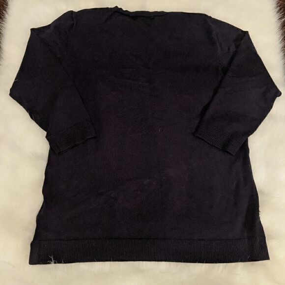 525 America Navy V Neck sweater 3/4 sleeve medium - Picture 2 of 4